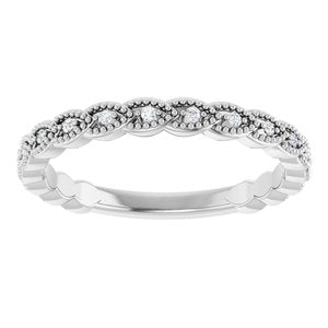 14K White .07 CTW Natural Diamond Anniversary Band-Round