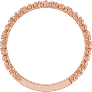 14K Rose 1/8 CTW Natural Diamond Anniversary Band 14 round faceted stones-Round