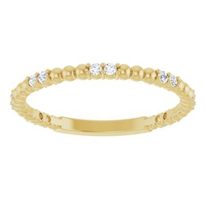 14K Yellow 1/8 CTW Natural Diamond Anniversary Band 14 round faceted stones-Round
