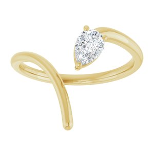 14K Yellow 1/3 CT Lab-Grown Diamond Negative Space Ring-Pear-6 X 4 Mm