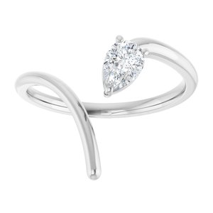 14K White 1/3 CT Lab-Grown Diamond Negative Space Ring-Pear-6 X 4 Mm