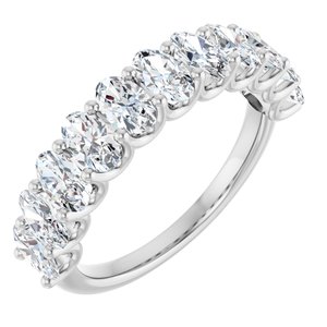 14K White 2 CTW Lab-Grown Diamond Anniversary Band-Oval