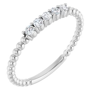 14K White 1/6 CTW Natural Diamond Stackable Ring-Round-2 Mm