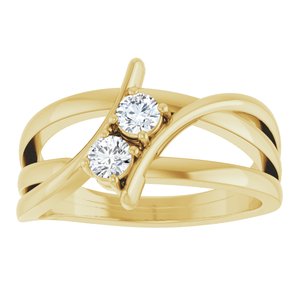14K Yellow 1/4 CTW Lab-Grown Diamond Two-Stone Ring-Round-3.2 Mm
