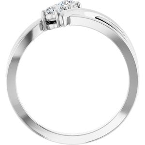 14K White 1/4 CTW Natural Diamond Two-Stone Ring-Round-3.2 Mm