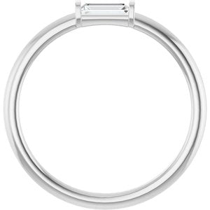 14K White 1/8 CTW Natural Diamond Stackable Ring-Straight Baguette-4 X 2 Mm