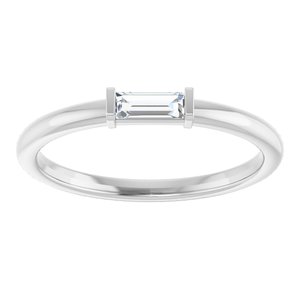 14K White 1/8 CTW Natural Diamond Stackable Ring-Straight Baguette-4 X 2 Mm