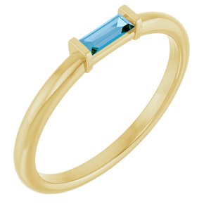 14K Yellow Natural Swiss Blue Topaz Stackable Ring-Straight Baguette-4 X 2 Mm