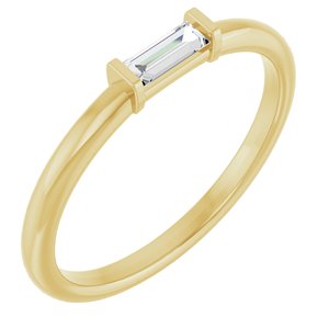 14K Yellow 1/8 CTW Natural Diamond Stackable Ring-Straight Baguette-4 X 2 Mm