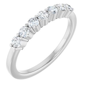 14K White 3/8 CTW Natural Diamond Anniversary Band 7 full cut round-Round