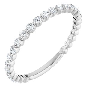 14K White 1/3 CTW Natural Diamond Anniversary Band 27 round full cut stones-Round