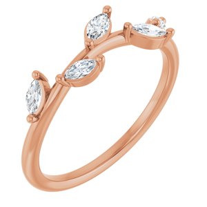 14K Rose 1/4 CTW Natural Diamond Leaf Ring-Marquise-4 X 2 Mm