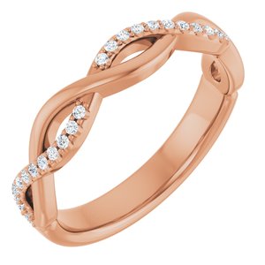 14K Rose 1/8 CTW Natural Diamond Anniversary Band 29 round facetes stones-Round