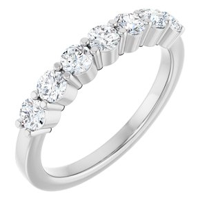 14K White 5/8 CTW Natural Diamond Anniversary Band 7 ROUND FULL CUT G-H NATURAL DIAMOND-Round