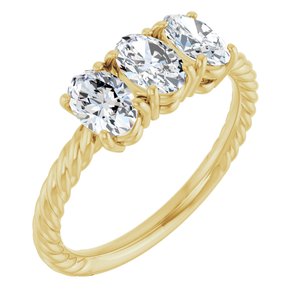 14K Yellow 3 CTW Lab-Grown Diamond Three-Stone Ring-8 X 6 Mm-Lab-Grown Diamond