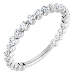 14K White 3/4 CTW Natural Diamond Anniversary Band 23 round stones-Round