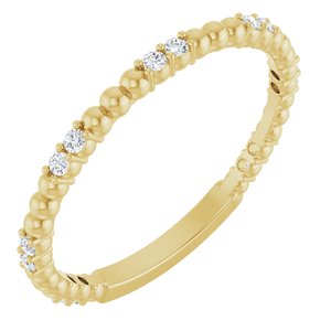 14K Yellow 1/8 CTW Natural Diamond Anniversary Band 14 round faceted stones-Round
