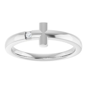 Sterling Silver .015 CTW Natural Diamond Youth Sideways Cross Ring-Round-1.3 Mm