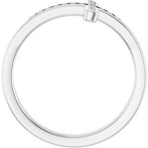 14K White .08 CTW Natural Diamond Sideways Cross Ring-Round-1.6 Mm
