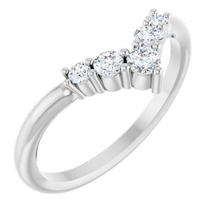 14K White 1/4 CTW Natural Diamond Graduated V Ring-Round-2.8 Mm