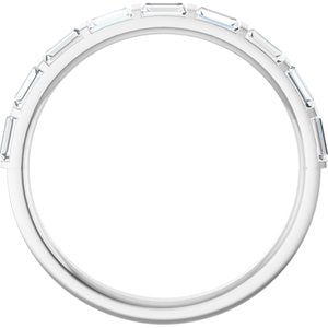 14K White 1/2 CTW Natural Diamond Anniversary Band-Straight Baguette
