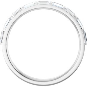 14K White 5/8 CTW Natural Diamond Anniversary Band 9 STRAIGHT BAGUETTE STEP-Straight Baguette