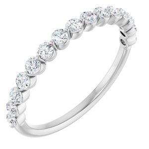 14K White 3/8 CTW Natural Diamond Anniversary Band 15 round full cut-Round