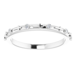 14K White .03 CTW Natural Diamond Cross Ring-Round-1.1 Mm