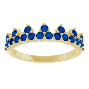 14K Yellow Natural Blue Sapphire Crown Ring-Round-2 Mm