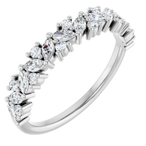 14K White 1/2 CTW Natural Diamond Anniversary Band-Marquise
