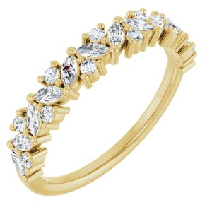 14K Yellow 1/2 CTW Natural Diamond Anniversary Band-Marquise