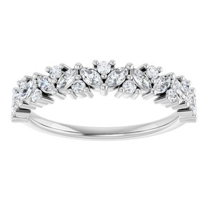 14K White 1/2 CTW Natural Diamond Anniversary Band-Marquise