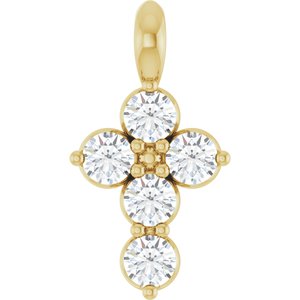 14K Yellow 1/6 CTW Natural Diamond Cross Pendant-Round-2Mm :: 1/6 Ctw