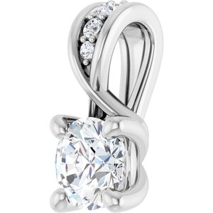 14K White 1/4 CTW Lab-Grown Diamond Pendant-Lab-Grown Diamond-4.05Mm :: 1/4 Ctw