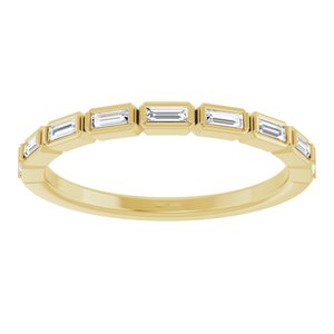 14K Yellow 1/5 CTW Natural Diamond Anniversary Band 9 straight baguette step stones-Straight Baguette
