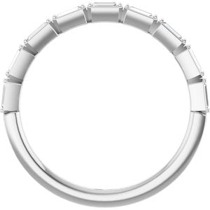 14K White 1/5 CTW Natural Diamond Anniversary Band 9 straight baguette closed back-Straight Baguette