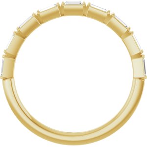 14K Yellow 1/5 CTW Natural Diamond Anniversary Band 9 straight baguette step stones-Straight Baguette