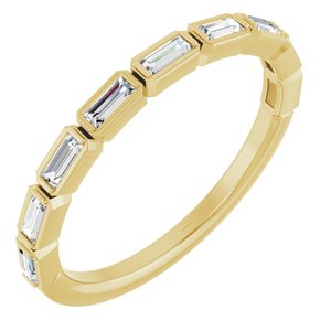 14K Yellow 1/4 CTW Natural Diamond Anniversary Band 9 straight baguette step stones-Straight Baguette