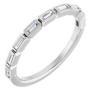 14K White 1/5 CTW Natural Diamond Anniversary Band 9 straight baguette closed back-Straight Baguette
