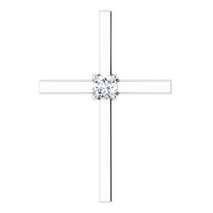 14K White .15 CT Natural Diamond Pendant-Natural Diamond-3.4Mm :: 1/6 Ct