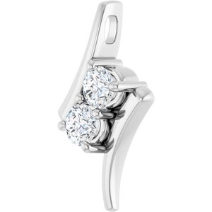 14K White 1/2 CTW Natural Diamond Two-Stone Pendant-Natural Diamond-4Mm :: 1/2 Ctw