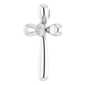 14K White .10 CT Natural Diamond Cross Pendant-Natural Diamond-3Mm :: 1/10 Ct