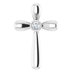 14K White .10 CT Natural Diamond Cross Pendant-Natural Diamond-3Mm :: 1/10 Ct