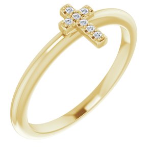 14K Yellow .03 CTW Natural Diamond Stackable Cross Ring-Round-1 Mm