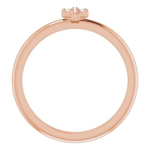 14K Rose .03 CTW Natural Diamond Stackable Cross Ring-Round-1 Mm