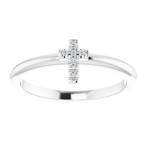 Sterling Silver .03 CTW Natural Diamond Stackable Cross Ring-Round-1 Mm