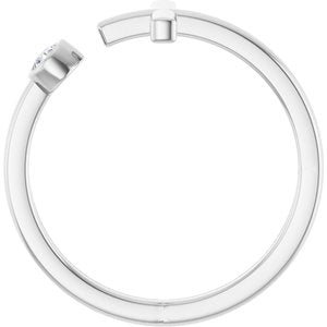 14K White .06 CTW Natural Diamond Negative Space Cross Ring-Round-2.5 Mm