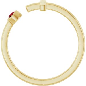 14K Yellow Natural Mozambique Garnet Negative Space Cross Ring-Round-2.5 Mm