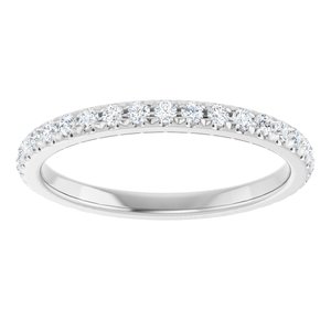 14K White 3/8 CTW Natural Diamond Anniversary Band 29 round full cut stones-Round