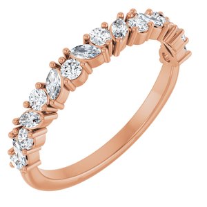 14K Rose 1/2 CTW Natural Diamond Anniversary Band-Marquise